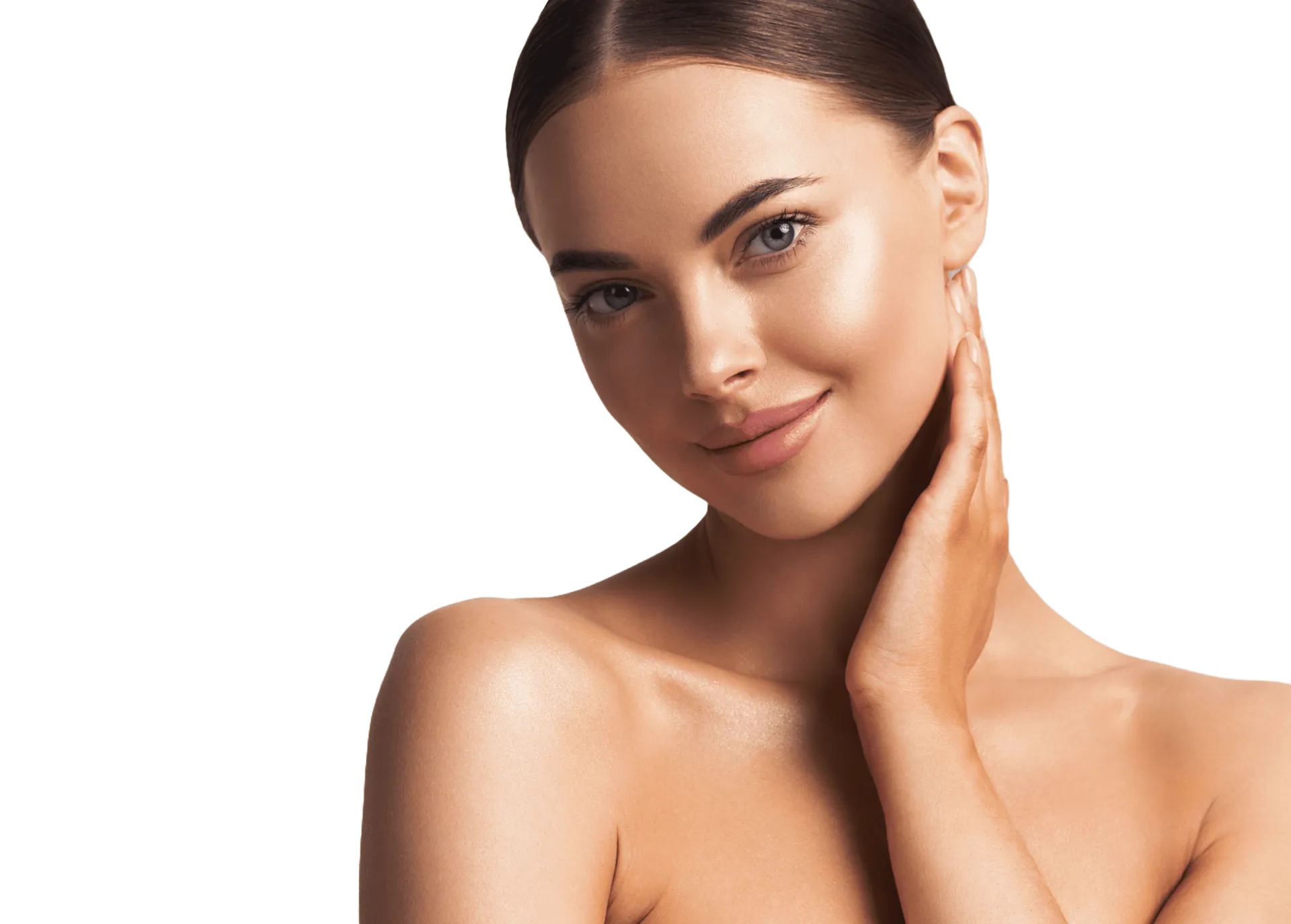 Woman with radiant, glowing skin — the result of consistent professional skincare